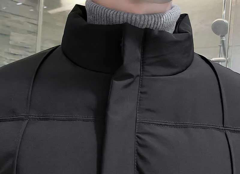 Voguable Stand Collar Winter Jacket Men Fashion New Down Padded Jackets Youth Fashion Black Warm-Keeping Down Cotton Overcoat 4XL