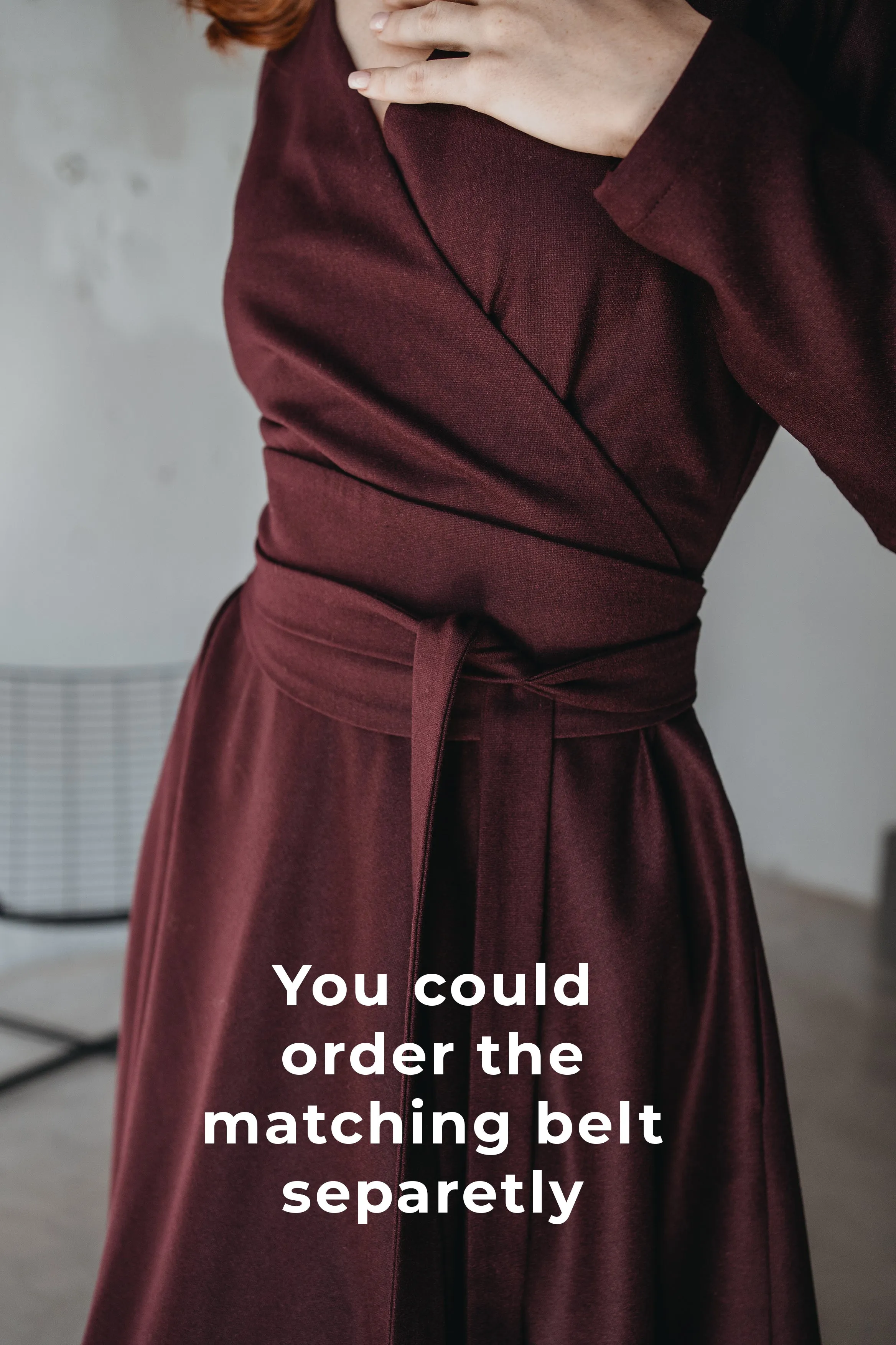 Wool Wrap-Top Dress in Midi Length
